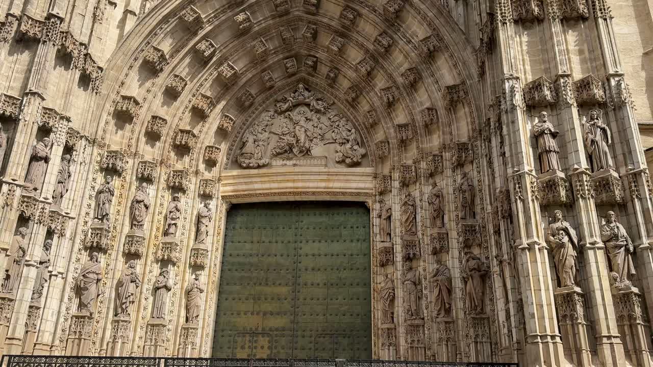 Door of the Lizard from Seville Cathedral surprised on late afternoon.