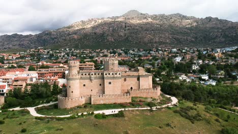 a castle in a town called manzanares el real in madrid,spain