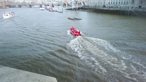 aerial shot of ship sailing in the sea of london wonderland