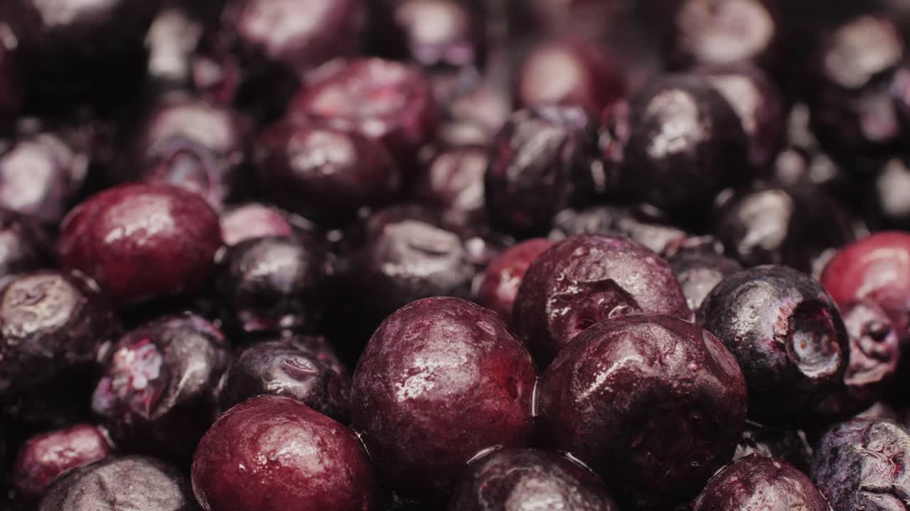 Close-up of Frozen Blueberries