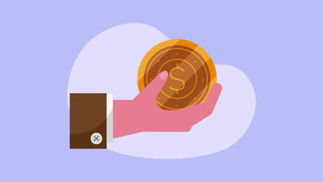 mano con una moneda de un dólar