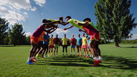 diverse group exercising outdoors