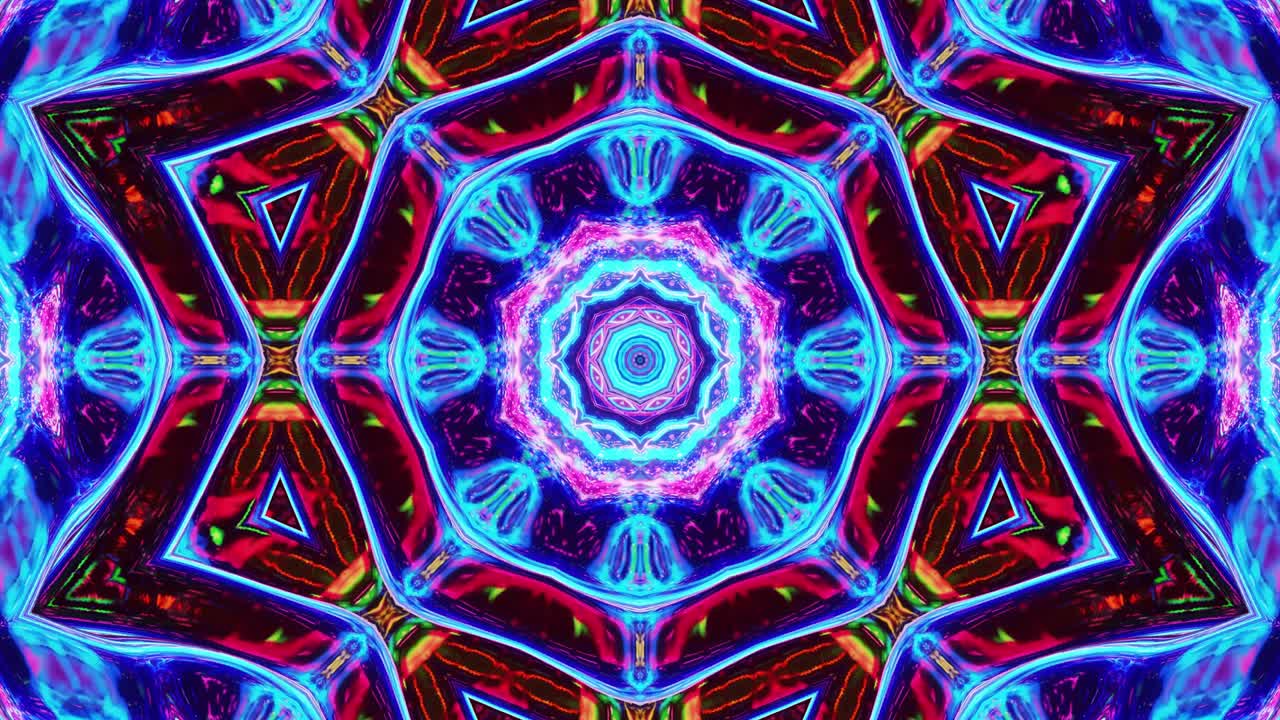 Elegante sfondo astratto 3D in loop con struttura ondulata. Motivo iridescente simmetrico liquido come un caleidoscopio con onde di vetro liquido brillante e bellissimi colori sfumati. 4k.