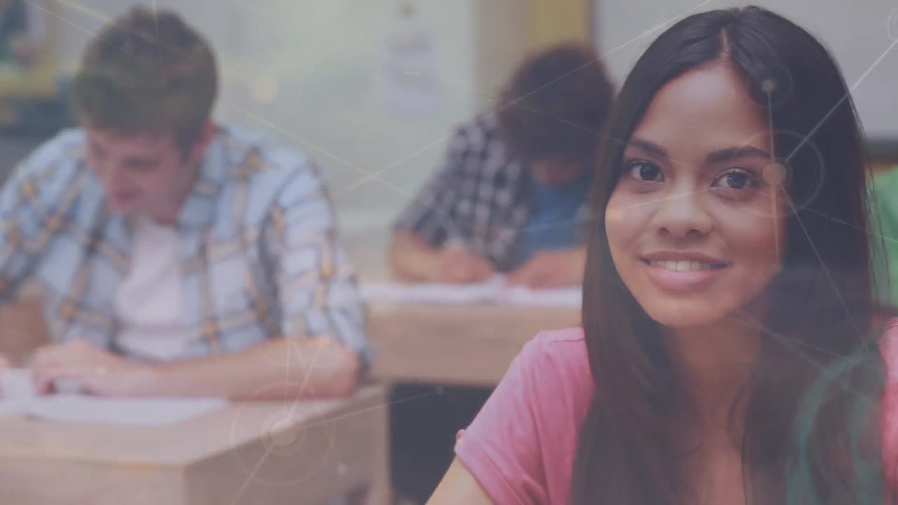 animación de la red de conexiones entre diversos estudiantes en la universidad