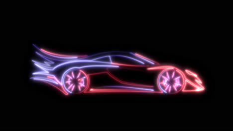 neon glowing sports car outline