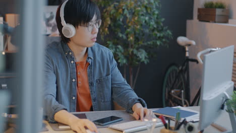 young man working from home