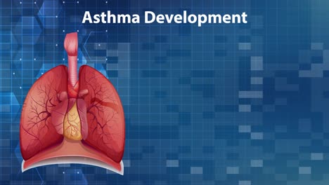 animation depicting the progression of asthma in lungs