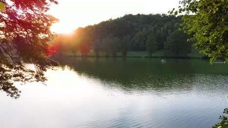 Sunset-on-the-lake-taken-with-drone-in-the-middle-of-Europe