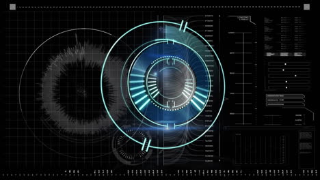 animación del escaneo del alcance sobre el procesamiento de datos sobre fondo negro