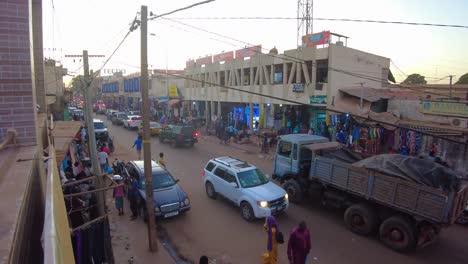 Busy Street Scene in an African City at Sunset