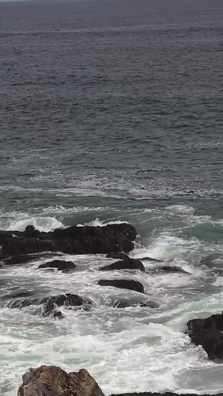 Alta marea che si infrange sulle rocce a Marginal Way, Portland, Maine