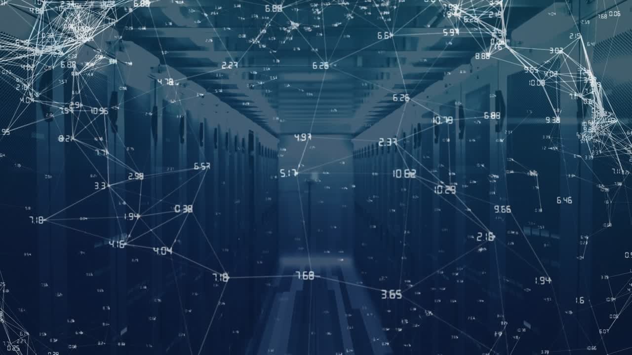 Animation of network of connections over server room