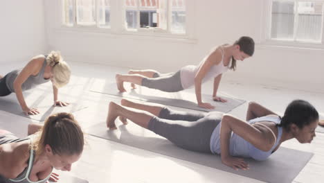 yoga class multi racial group of women exercising fitness healthy lifestyle