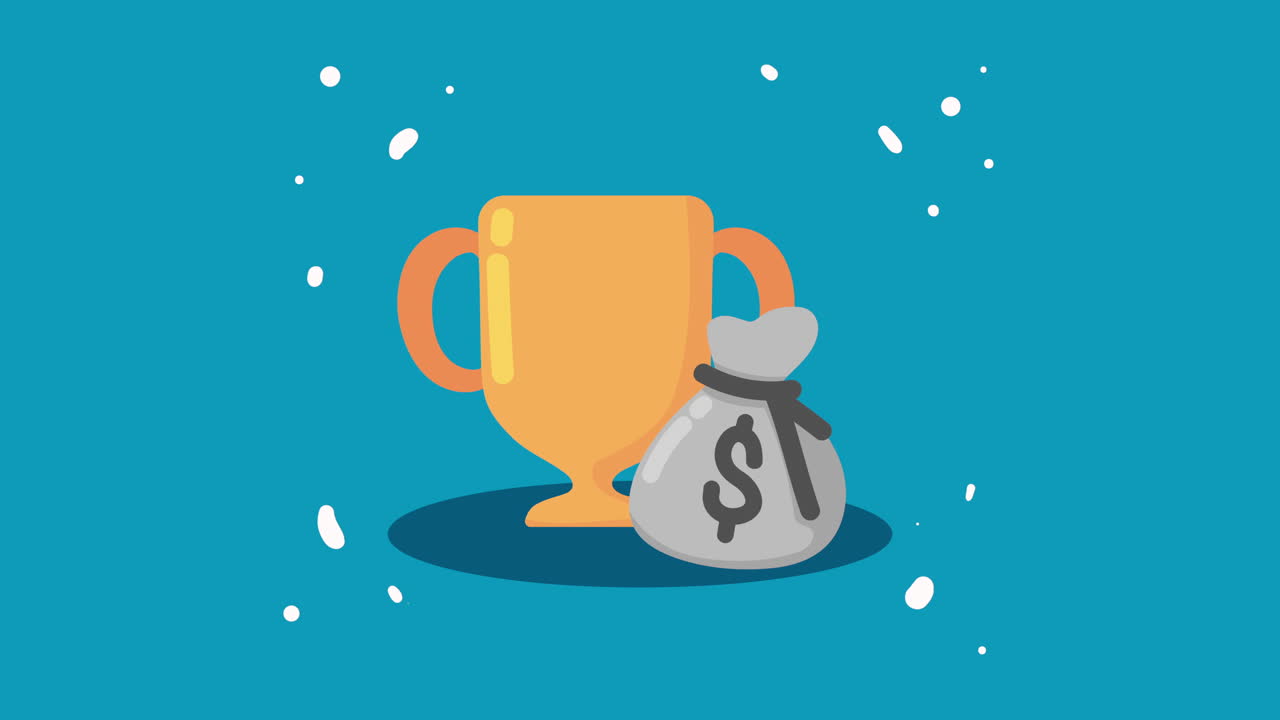 bolsa de dinero de dólares con copa de trofeo