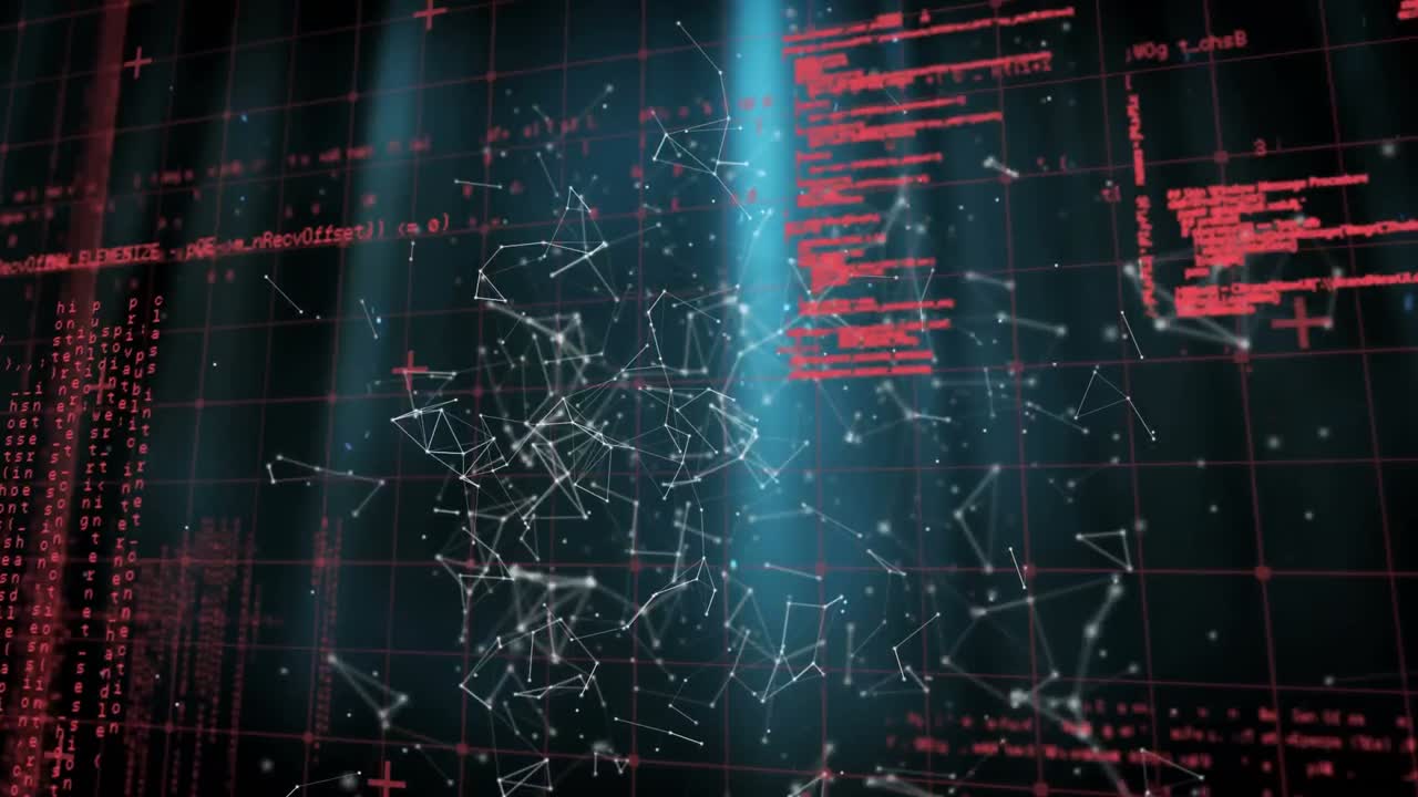 animación del procesamiento de datos y la red de conexiones