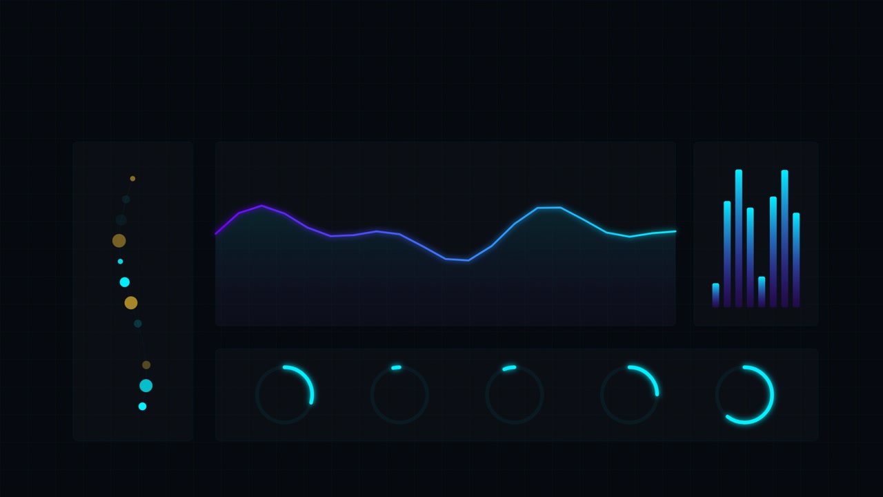 Digital Audio Equalizer Interface with Glowing Neon Visualizations