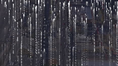 animación del procesamiento de datos sobre el paisaje urbano