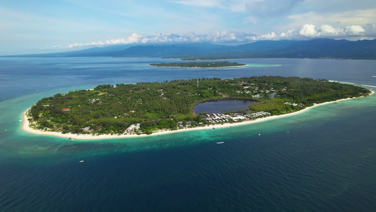 Tropical island paradise Gili Meno landscape aerial, Indonesia
