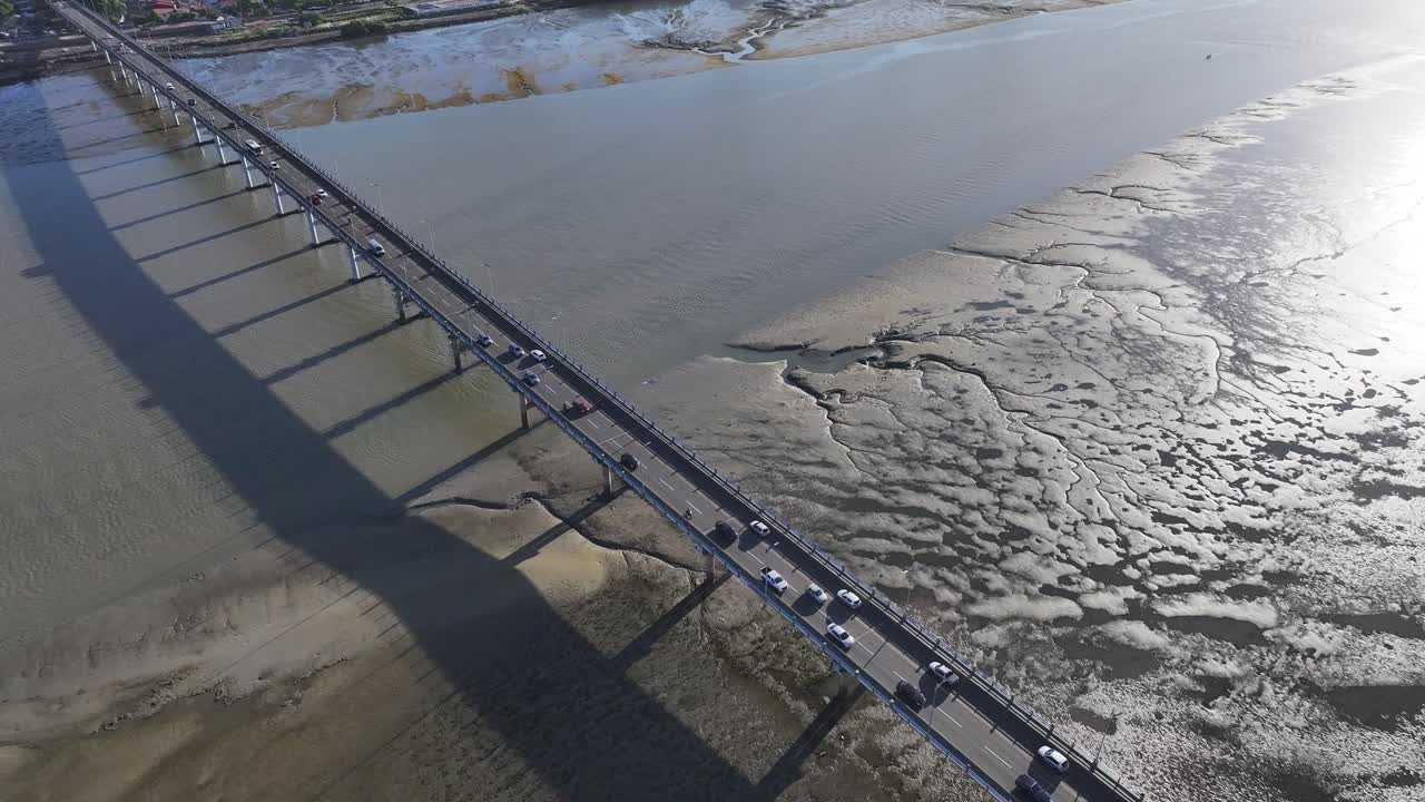 Sunset In Jose Sarney Bridge At Sao Luis In Maranhao Brazil. Anil River Scene. Jose Sarney Bridge. Jose Sarney Bridge At Sao Luis In Maranhao Brazil. Scenic Sunset. Tourism Travel. Brazil Northeastern
