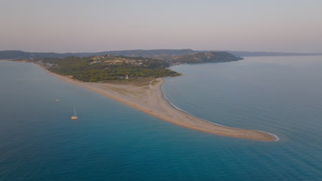 aerial view of a beautiful sandy beach and island