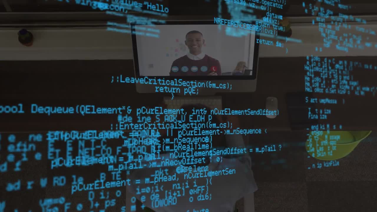 Data processing over business people using laptop