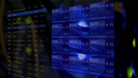 animation of statistics, stock market and financial data processing