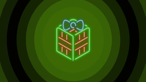 animation of christmas present over green circles