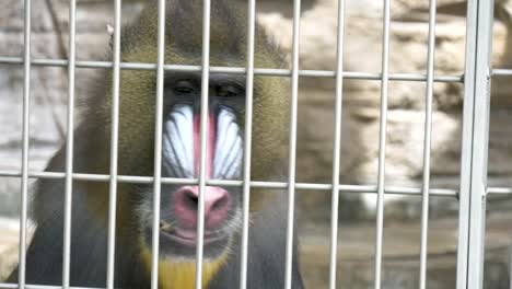 Mandrill-Affe-Isst-Und-Schaut-Sich-Um