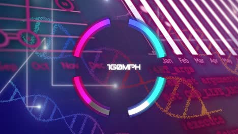 animation of data processing over blue background