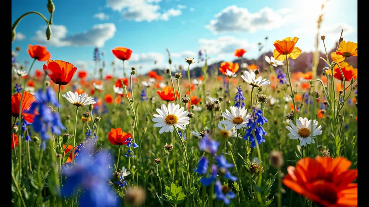 Vibrant Wildflower Meadow in Full Bloom