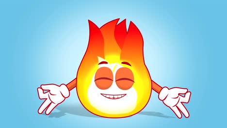 cartoon fire flame zen meditation with face animation alpha matte