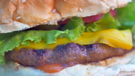 close-up of a cheeseburger