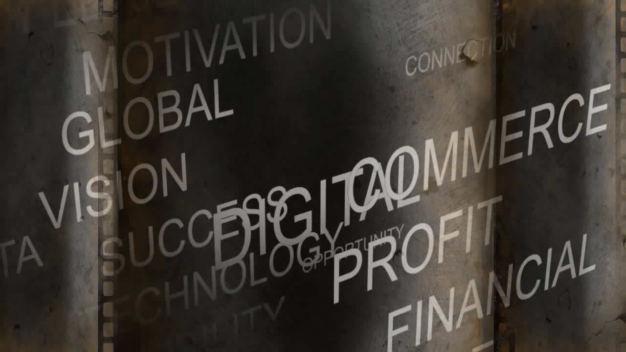 animando el comercio digital, las ganancias y el éxito financiero sobre un fondo de textura oscura