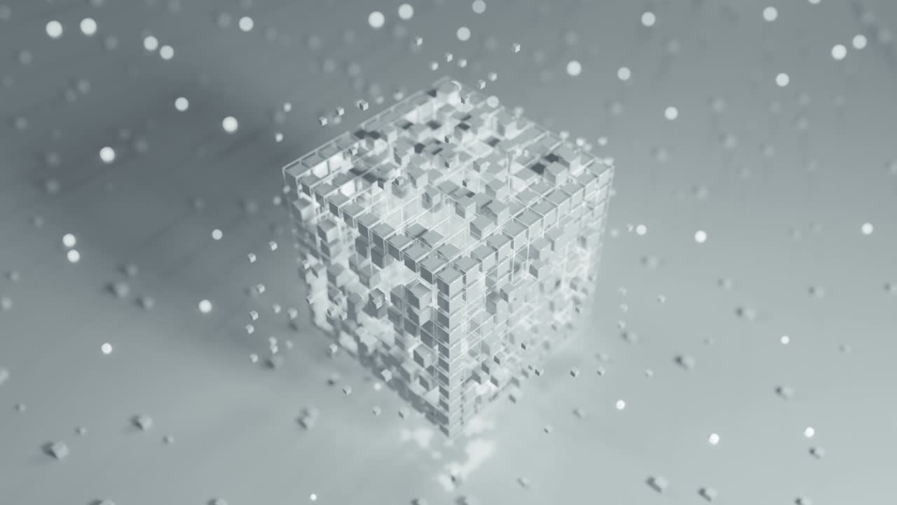 빛나는 요소와 함께 미래의 색 큐브 3d 렌더링 애니메이션