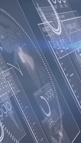 Animation of data processing and light spots on black background