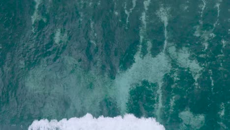 vista en cámara lenta desde arriba hacia abajo de drones de aguas cristalinas sobre arrecifes de coral poco profundos en uluwatu bali indonesia