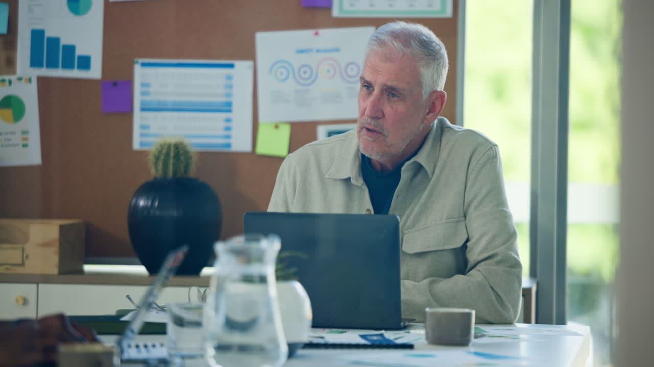 Mature Businessman Talking and Discussing in an Office Meeting