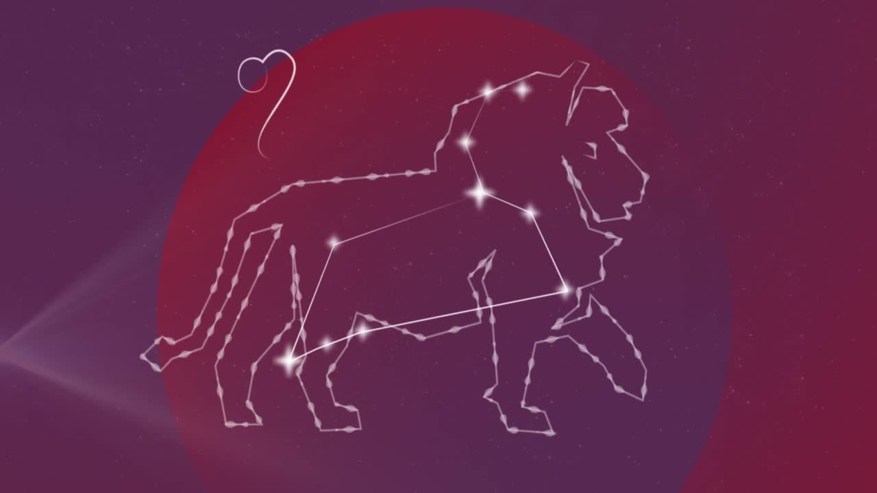animación del signo de la estrella león con estrellas brillantes