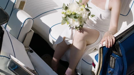 Top-view-of-wedding-blue-car