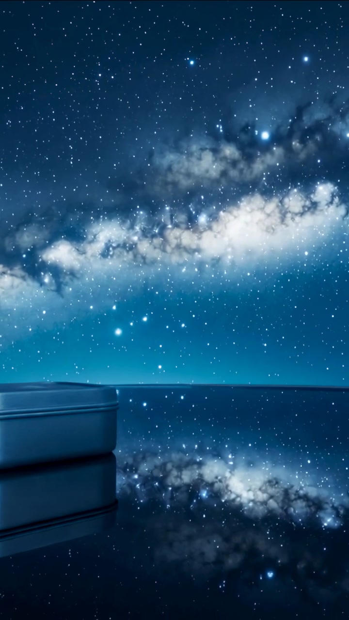 Vertical video: Holding camera steady, capturing Milky band reflecting on calm water, dock visible