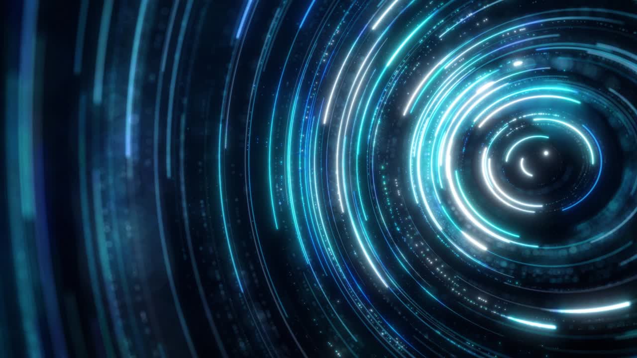Blue neon circles abstract futuristic hi-tech motion background