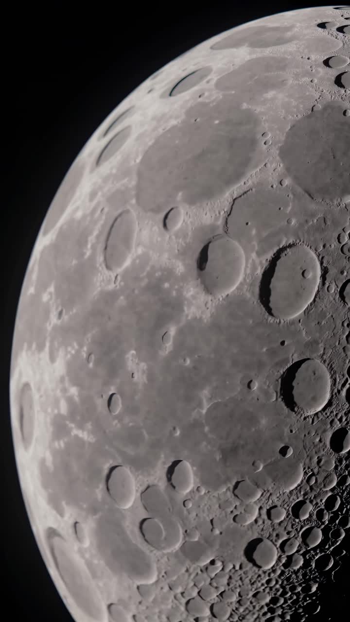 Close-up video of a textured surface resembling a moon's craters, shot from a low angle