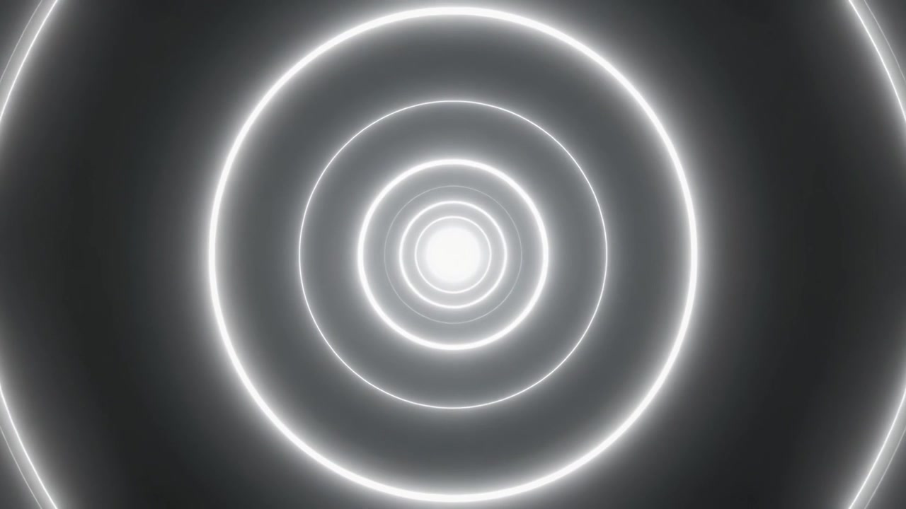 Abstract Tunnel of Glowing White Concentric Circles