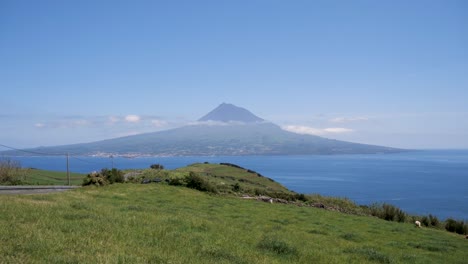 reveal of pico mountain in azores , portugal