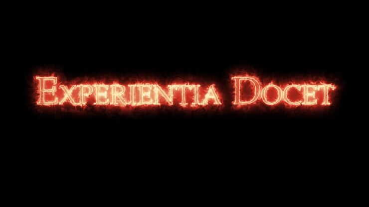 Experientia docet skrevet med ild. Loop