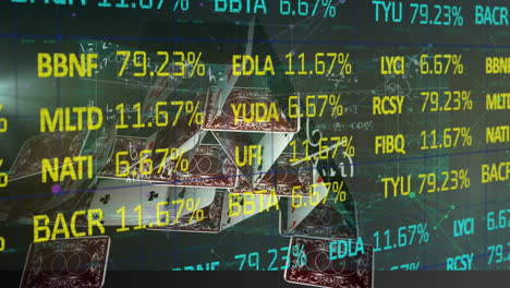 animación del procesamiento de datos financieros a través de tarjetas a bordo