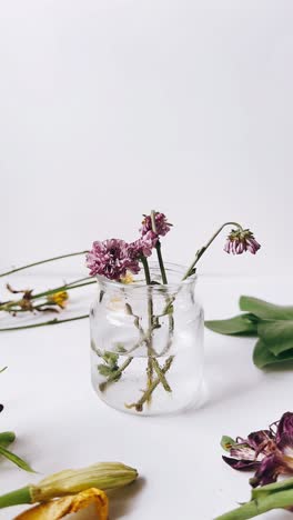 dried flowers in a glass vase