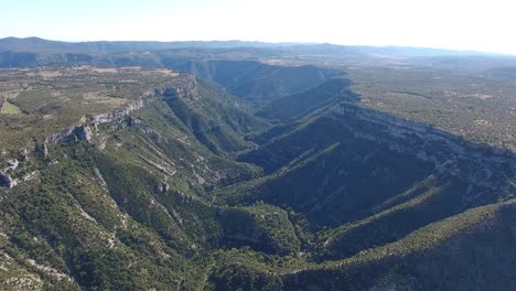 flying above the cirque de navacelles in france. horizontal view