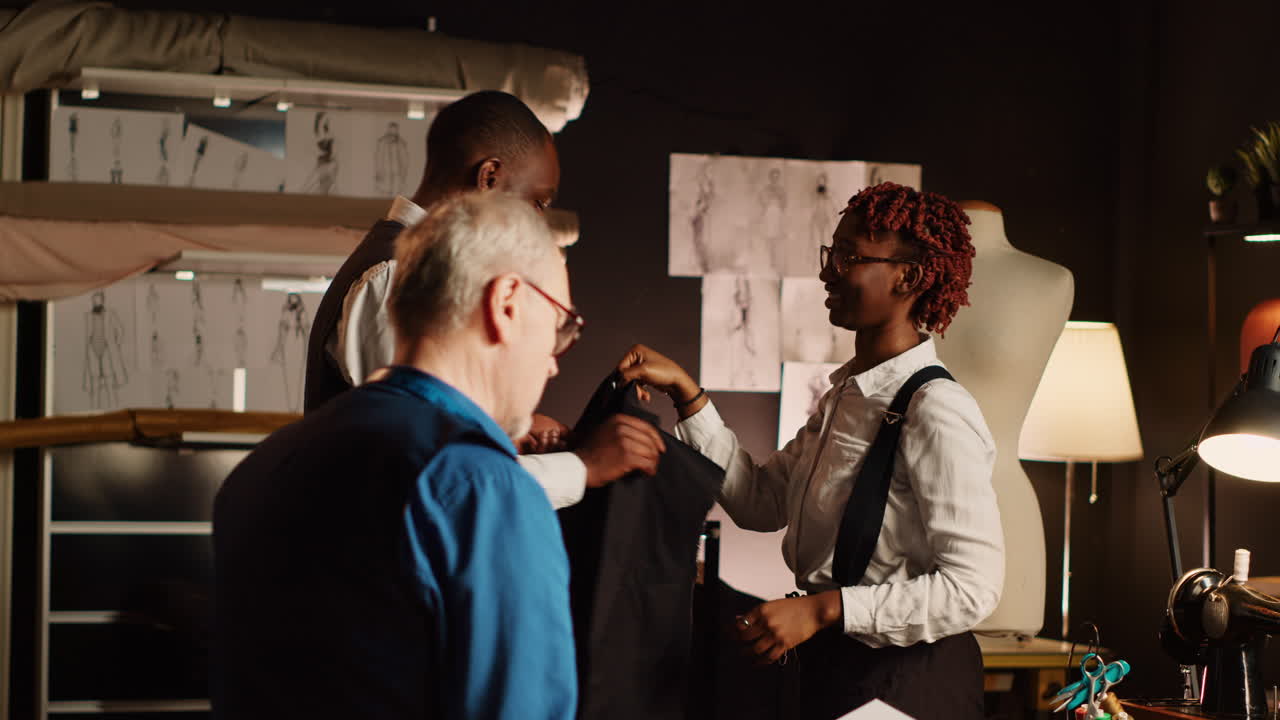 cliente masculino probando su blazer de traje