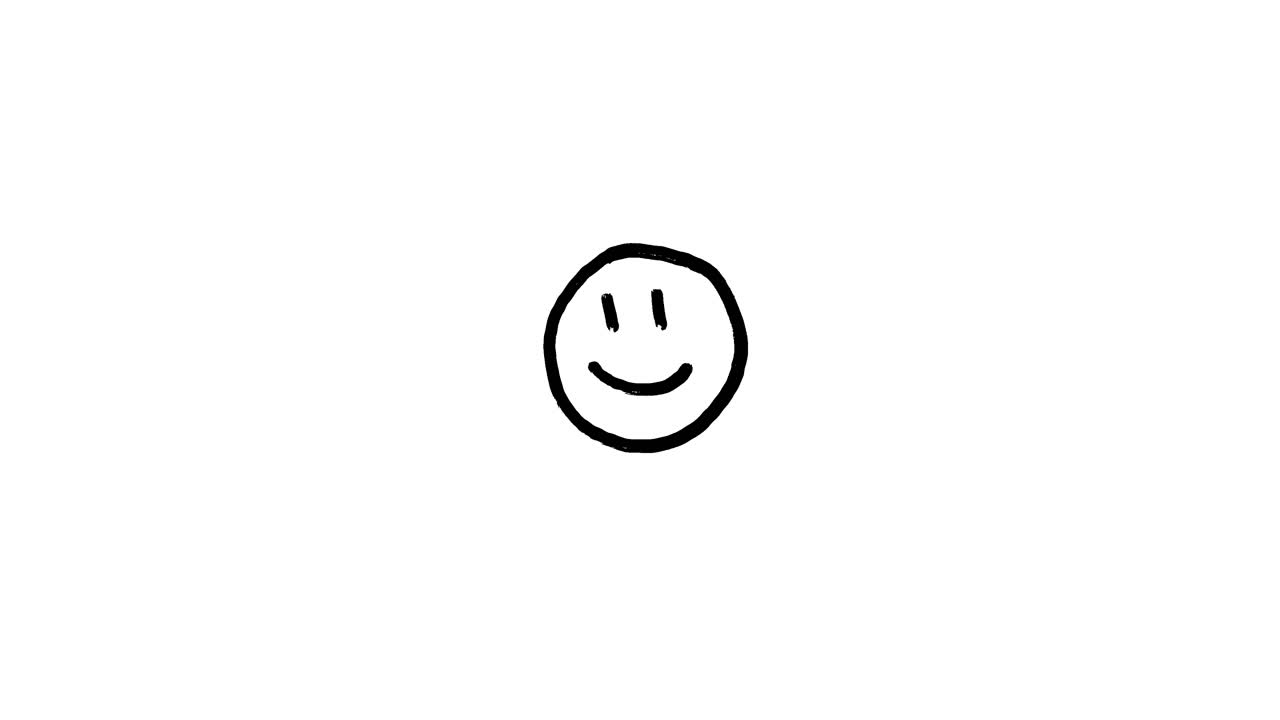 Semplice faccina sorridente disegnata a mano su sfondo bianco